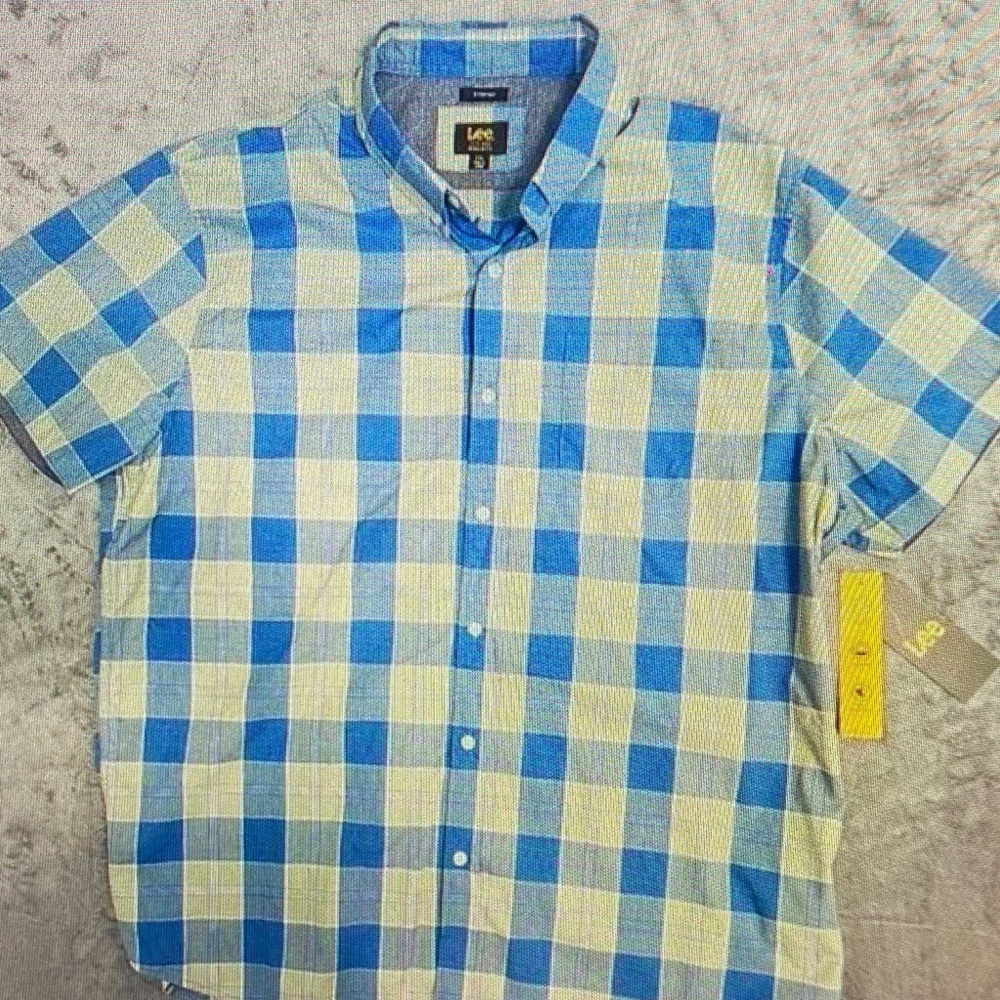 Lee Blue and Cream Checkered Casual Shirt